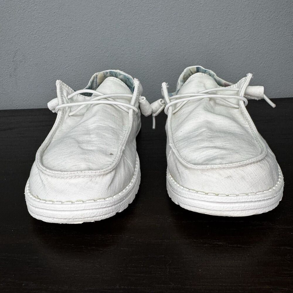 Hey Dude Wendy Silk Moon Slip-On Canvas Loafer Shoes White Women’s Size 8 - Picture 4 of 9